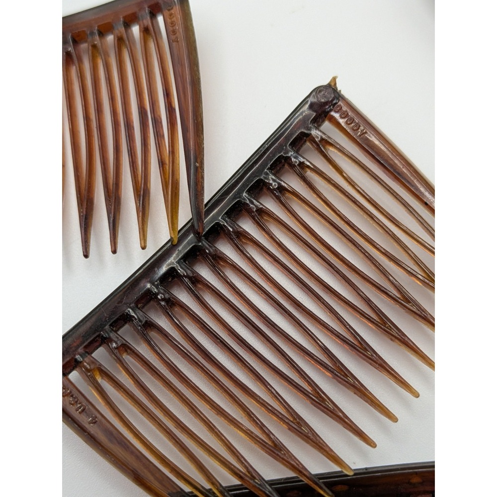 Vintage Goody Mini Hair Combs Side Pin Brown Marble Tortoise 2" USA - Picture 15 of 16